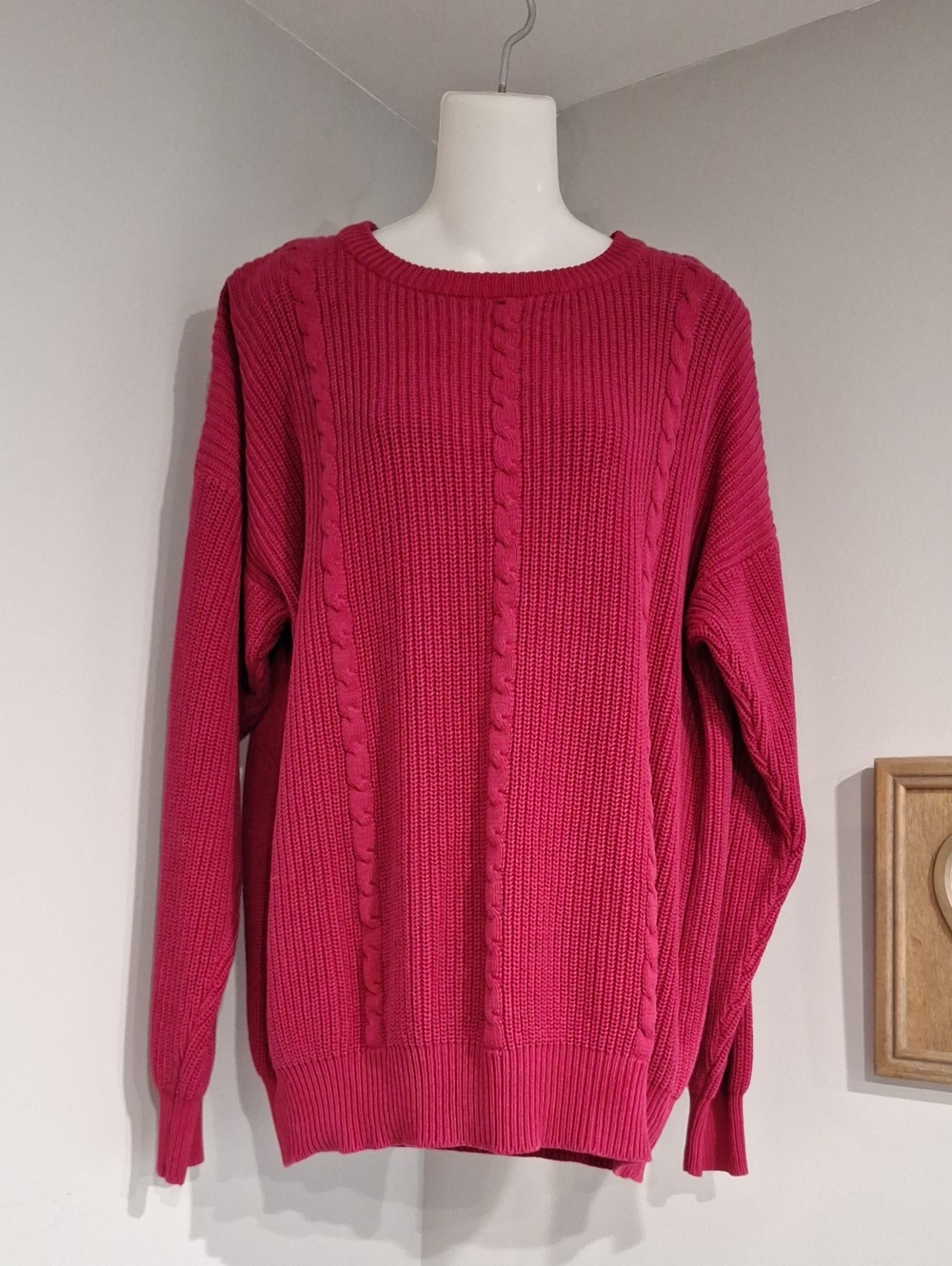 Marks & Spencer Raspberry Cable-Knit Crewneck Sweater